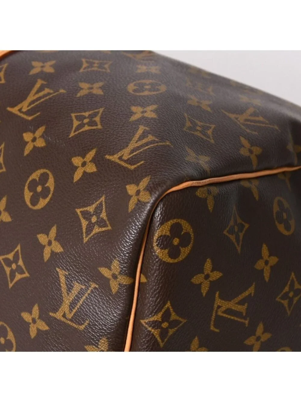Louis Vuitton Monogram Keepall 45 Boston Bag Canvas Vachetta Leather Brown Gold